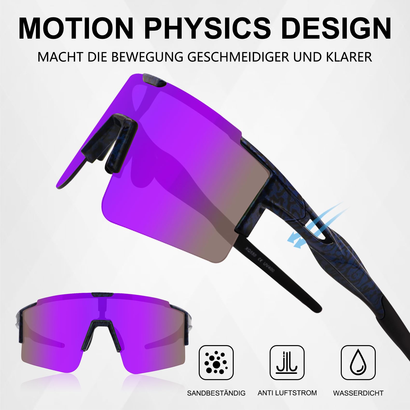 DUDUKING Gafas de sol de ciclismo para hombre y mujer, impresión por transferencia de agua, gafas deportivas para deportes al aire libre, ciclismo, correr, golf, protección UV 400, gafas de béisbol