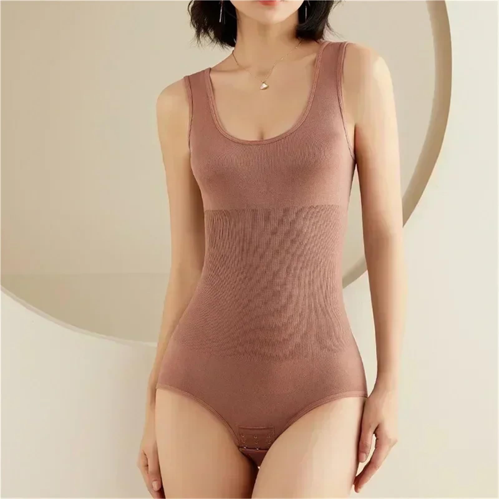 Bodysuit Shapewear 2PCS Body Donna Dimagrante Shapewear Corsetto Riducente Shaper del corpo Modellazione Biancheria intima Tummy Control Mutandine Slip 35-110kg für Snellente(Bean Paste Black 2pcs,M L