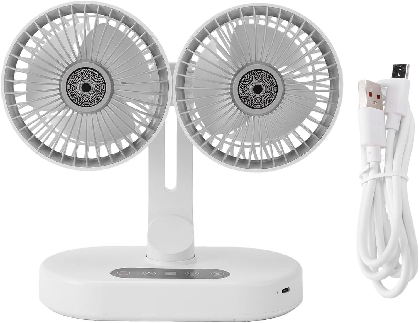 Dual Head Desk Fan Oscillating Cooling Fan with Timer Digital Display for Home Office Dorm Travel