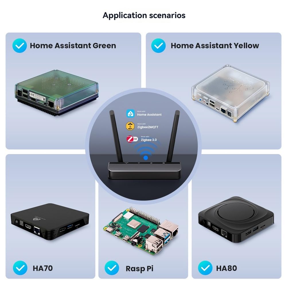 Passerelle PoE Zigbee/Thread avec Support D'Antenne Double 5dBi, Connexion Ethernet, Wi-FI et USB pour Home Assistant.