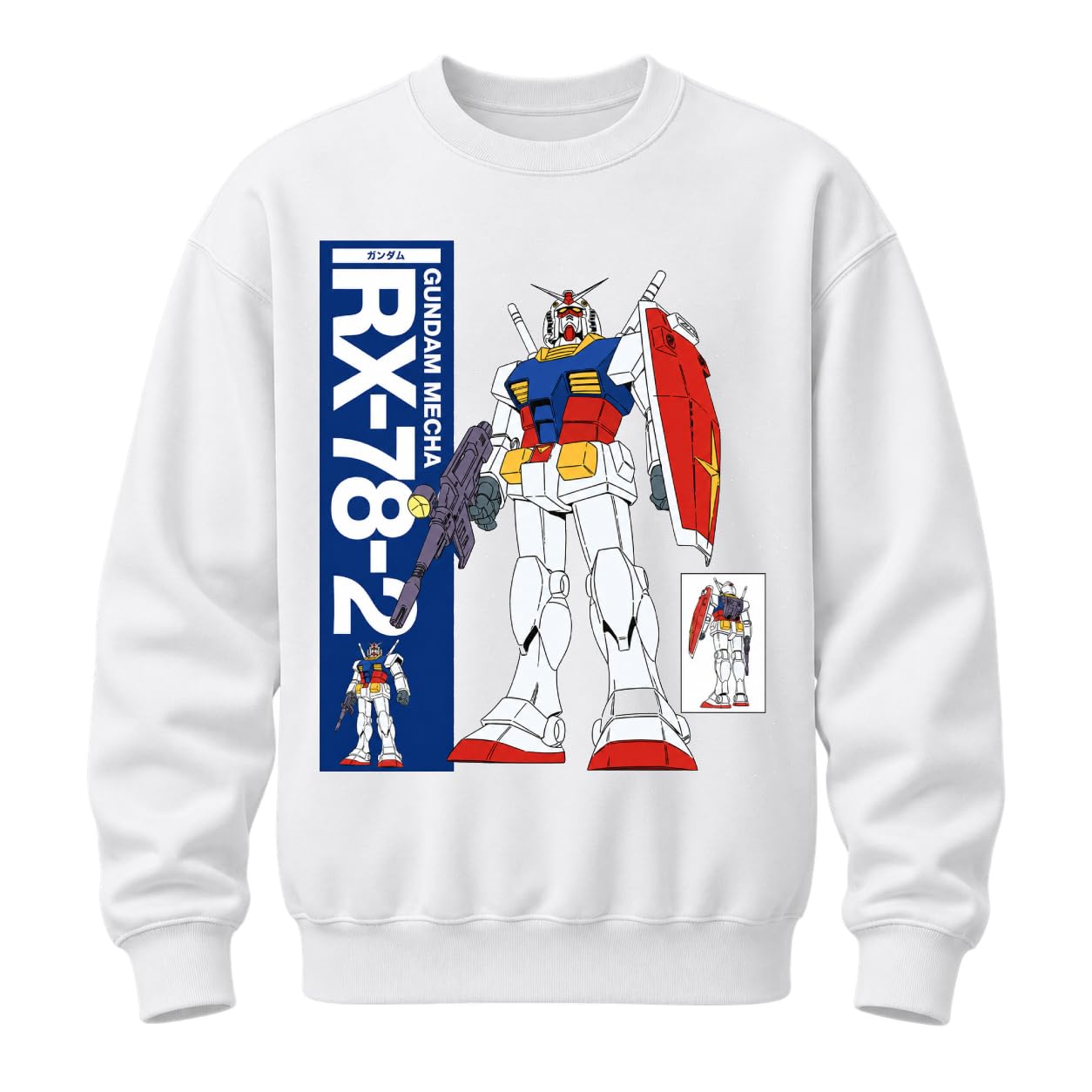 Felpa Gundam RX-78-2 Bianca Girocollo Mecha Stile Giapponese