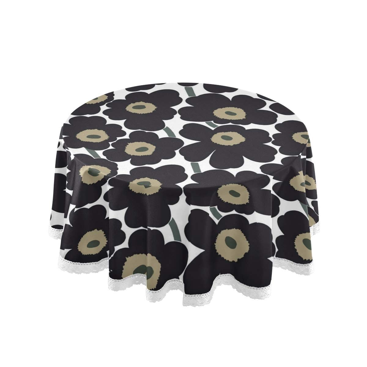Yoate Co. Table Decoration for Party - 60" Round Table Cloth,Unikko Cotton Marimekko White Lace Tablecloth Round Table for Holiday Home Dining Use Table Covers