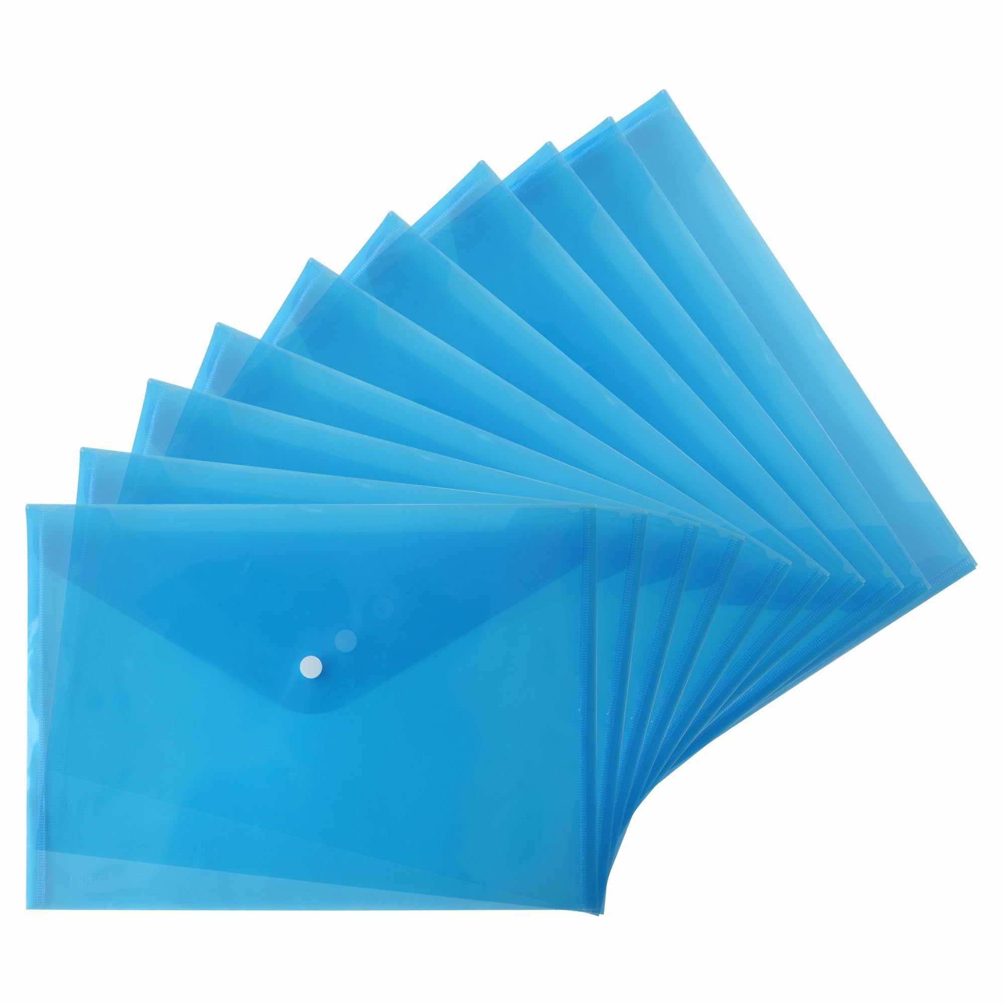 FotoStation A4 Plastic Wallets Folders Pack of 60 - Blue Colour A4 Plastic Folders Document Folder Wallet Transparent Popper Wallets with Stud Button