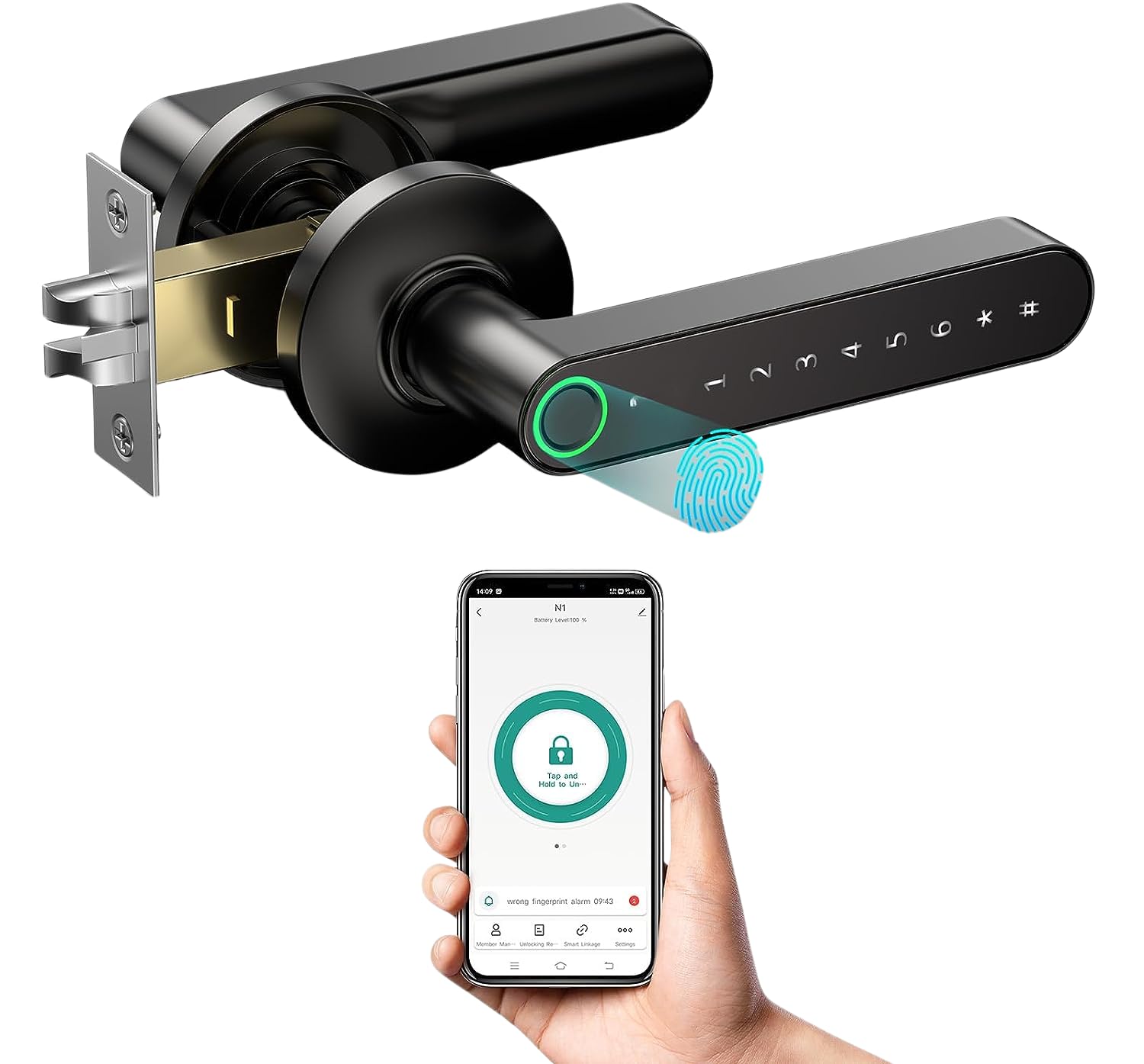 Golens X39 Smart Fingerprint Door Lock, Password Tuya Bluetooth App Fingerprint Door Knob with Fingerprint/Anti-peep Code/Emergency Key, for Apartment,Hotel,Office,Home,Bedroom (B0C3W7SRYB) Amazon Price History, Amazon Price Tracker