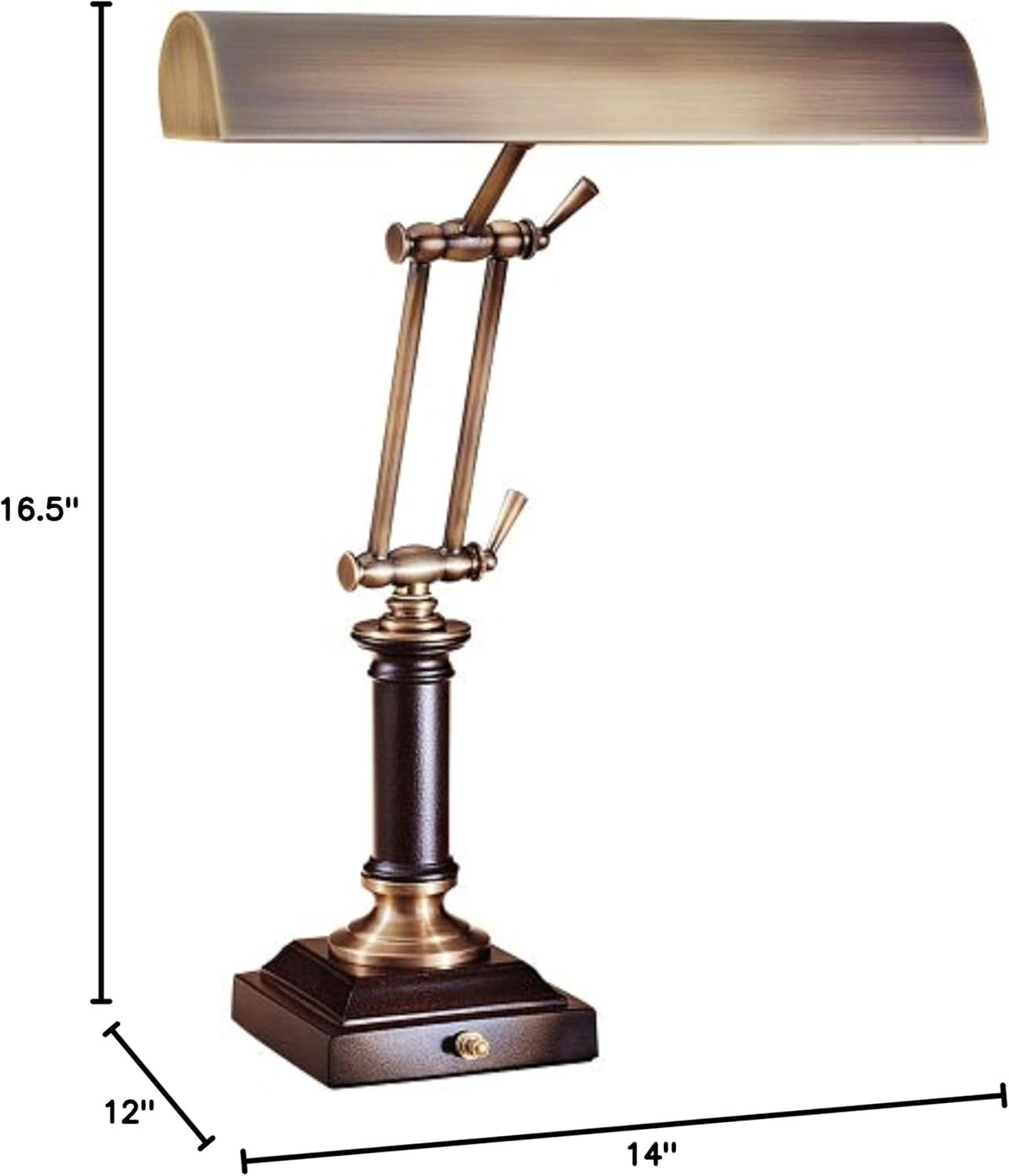 House of Troy P14-233-C71 16-1/2-Inch Portable Desk/Piano Lamp, Antique Brass and Chestnut Bronze