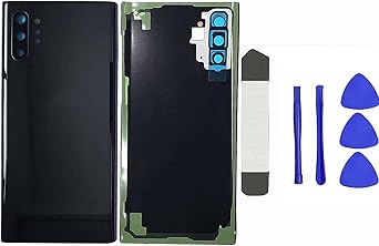 Galaxy Note 10 Plus Back Glass Replacement for Samsung Galaxy Note 10 Plus Note 10+ Back Cover Glass with Pre-Installed Camera Lens and Adhesive + Repair ToolsAura Black
