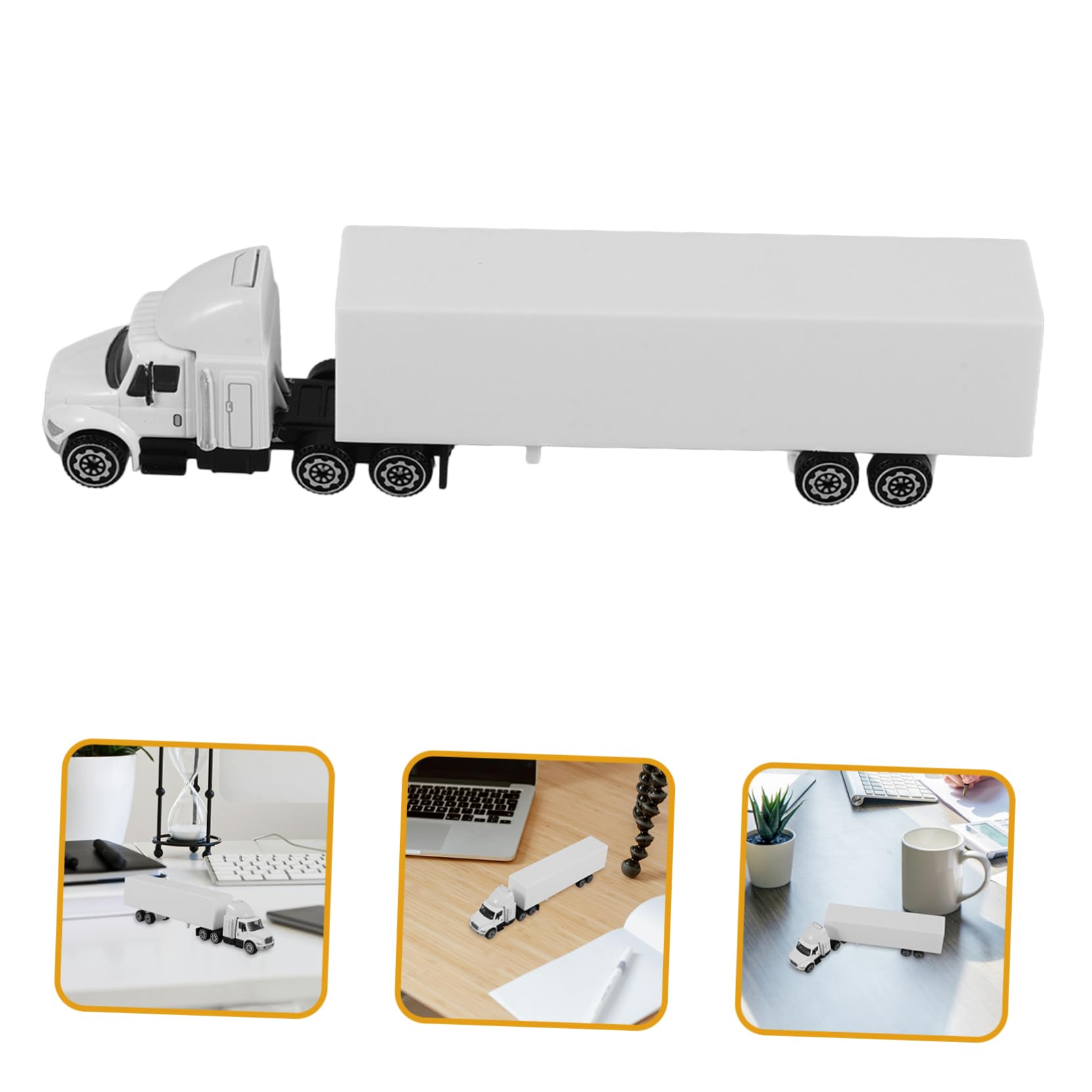 Hemoton Miniature Alloy Container Truck Model Realistic Desktop Decor for Boys and and Workmanship for Living Bedroom Office Display