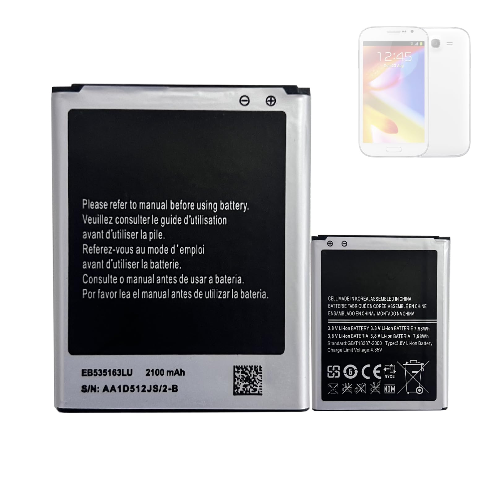 Batteria di ricambio EB535163LU compatibile con Galaxy Grand i9080 Neo i9060 DuoS i9082
