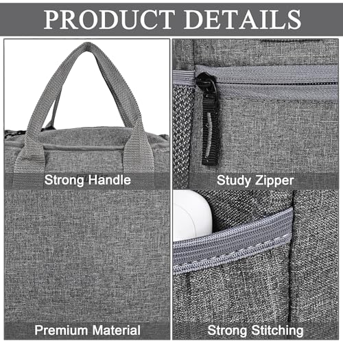 Image of Wooum Lunch Bag for Office, Lunch Bag for Men & Women, Insulated Lunch Bag, Adult Lunch Tote Bag, Wide-Open Tiffin Bag with Handle, Side Pocket, Travel Lunch Pouch for Picnic (Grey)
