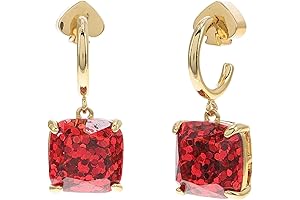 Kate Spade New York Mini Small Square Huggies Earrings, Red Glitter