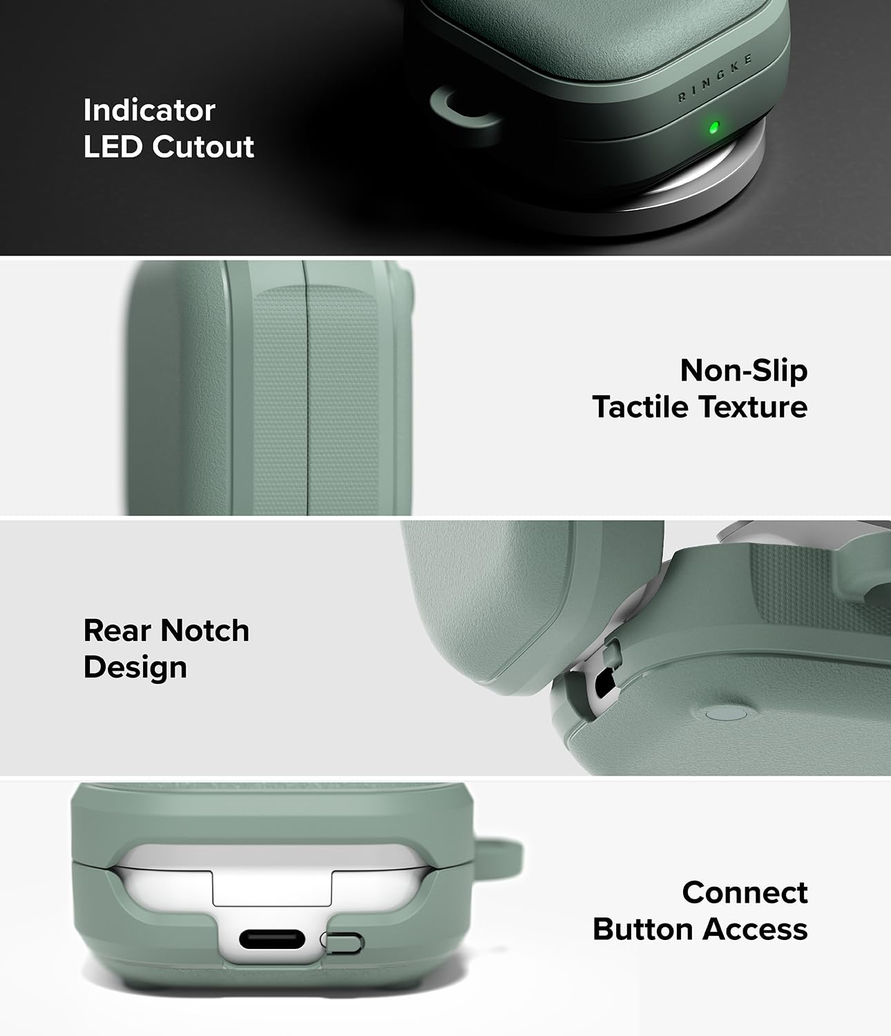 Ringke Onyx Funda Magnética para Samsung Galaxy Buds 4 Pro / 4 [Compatible con MagSafe] Previene Manchas de Grasa, Se Siente Bien en la Mano, Carcasa Antideslizante - Verde Salvia