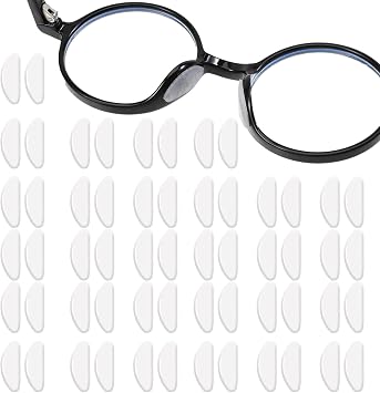 30 Pairs Clear Eyeglasses Nose Pads Anti-Slip Soft Glasses Nose Pad Replacement Silicone Adhesive Transparent Eyeglass Noses Pads for Full Plastic Frames Clear 1.0mm