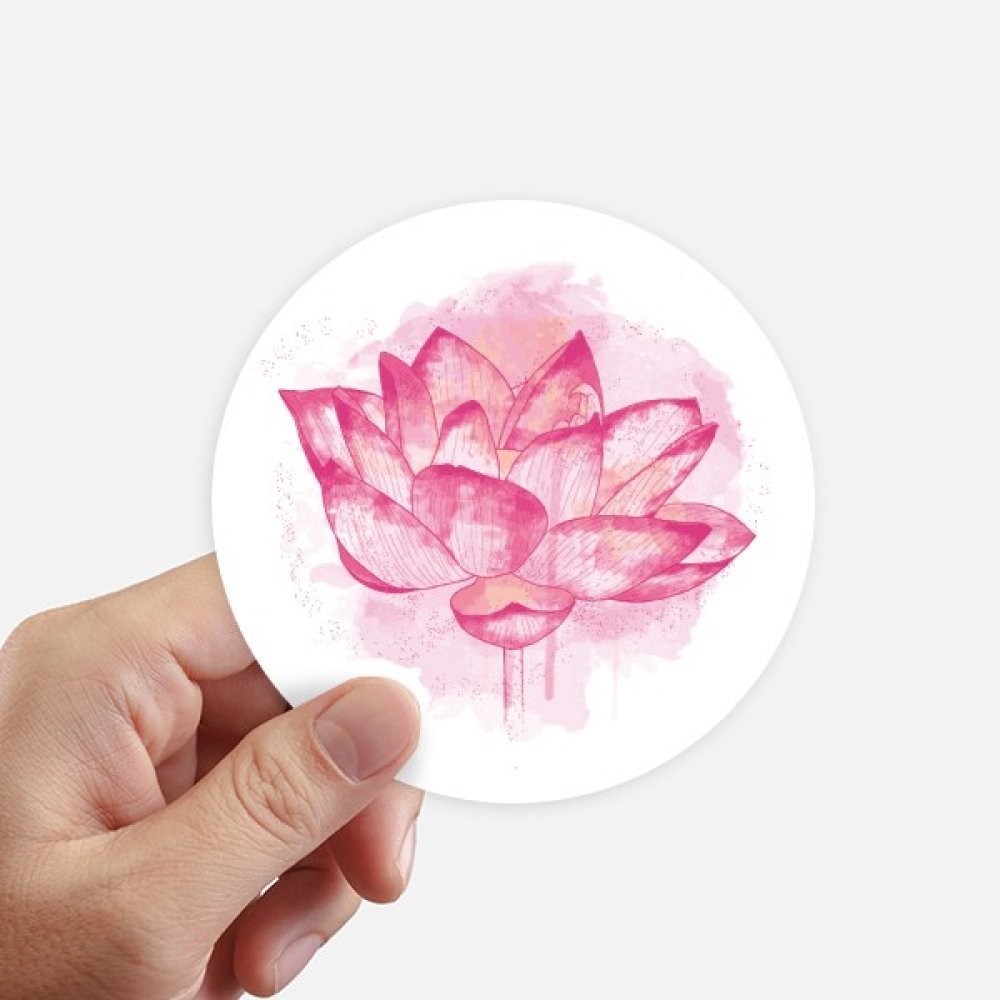 Plante autocollants fleur de lotus rose aquarelle 10cm haut de gamme