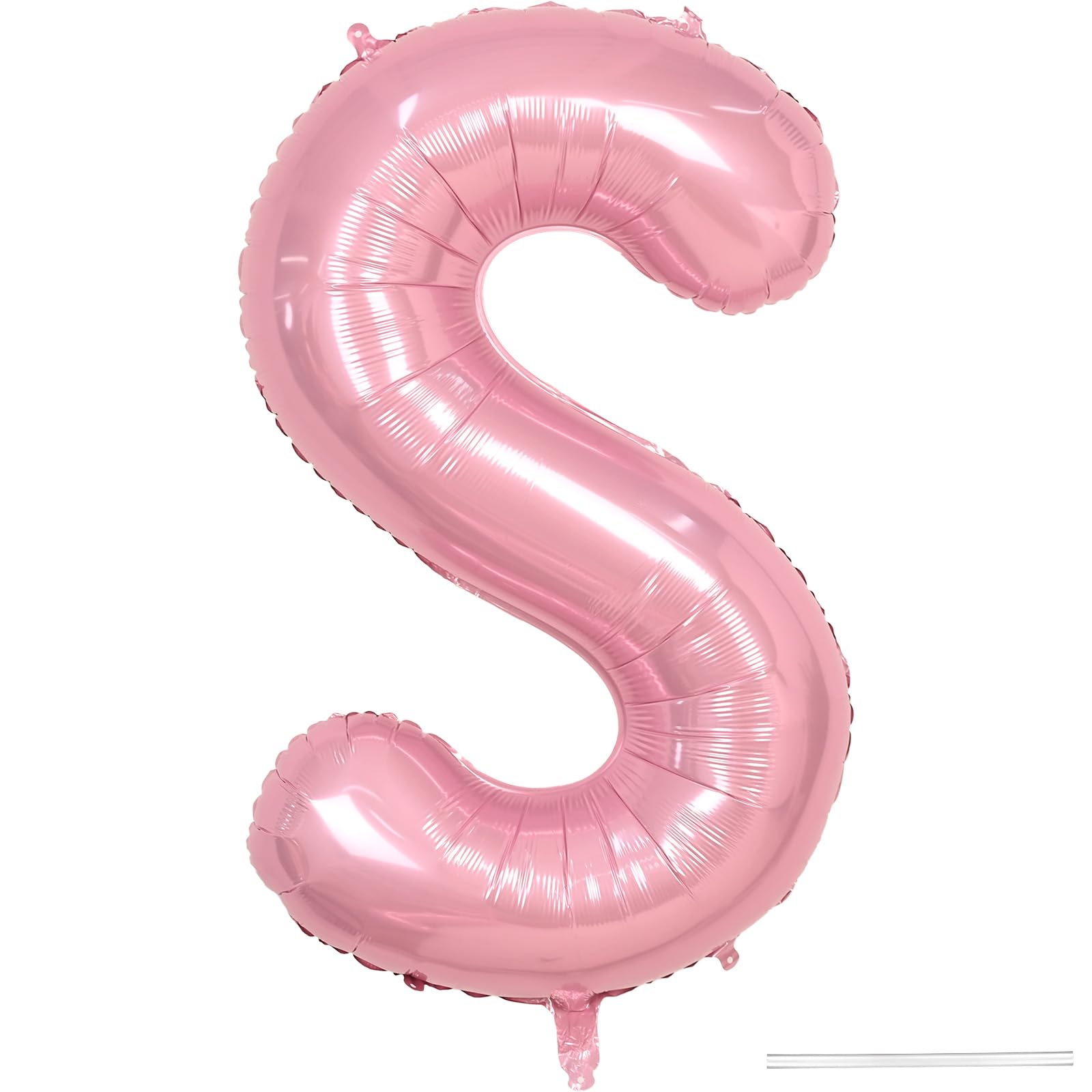 Pink Letter Balloon S, 40 Inch Big Pastel Pink Foil Helium Alphabet S Letter Customize Name Balloons, Giant Self Inflating Mylar Pearl Pink Letter S Balloons for Girls Baby Shower Birthday Anniversary