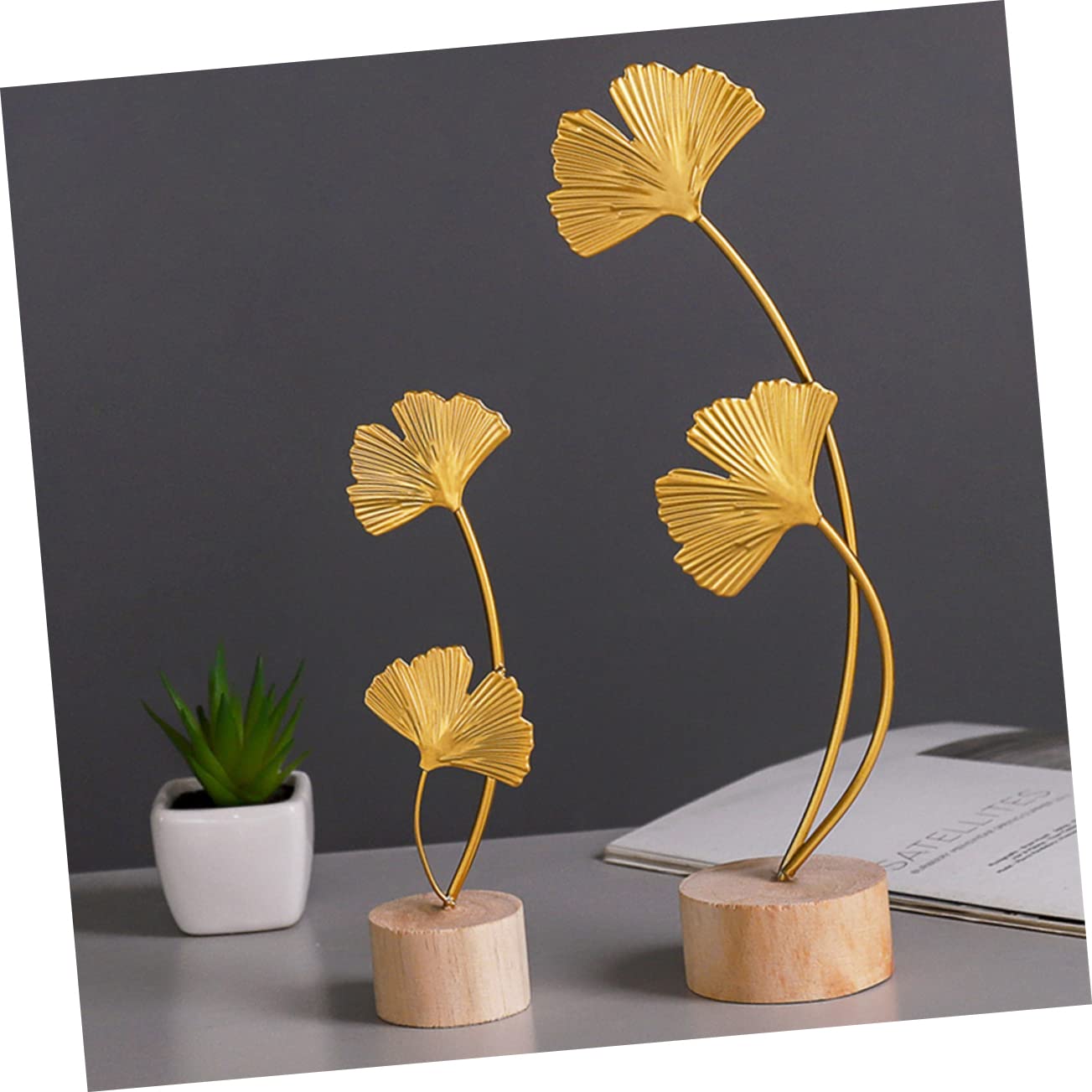 シンプルな芸術置物金属鉄芸装飾イチョウの葉の装飾q