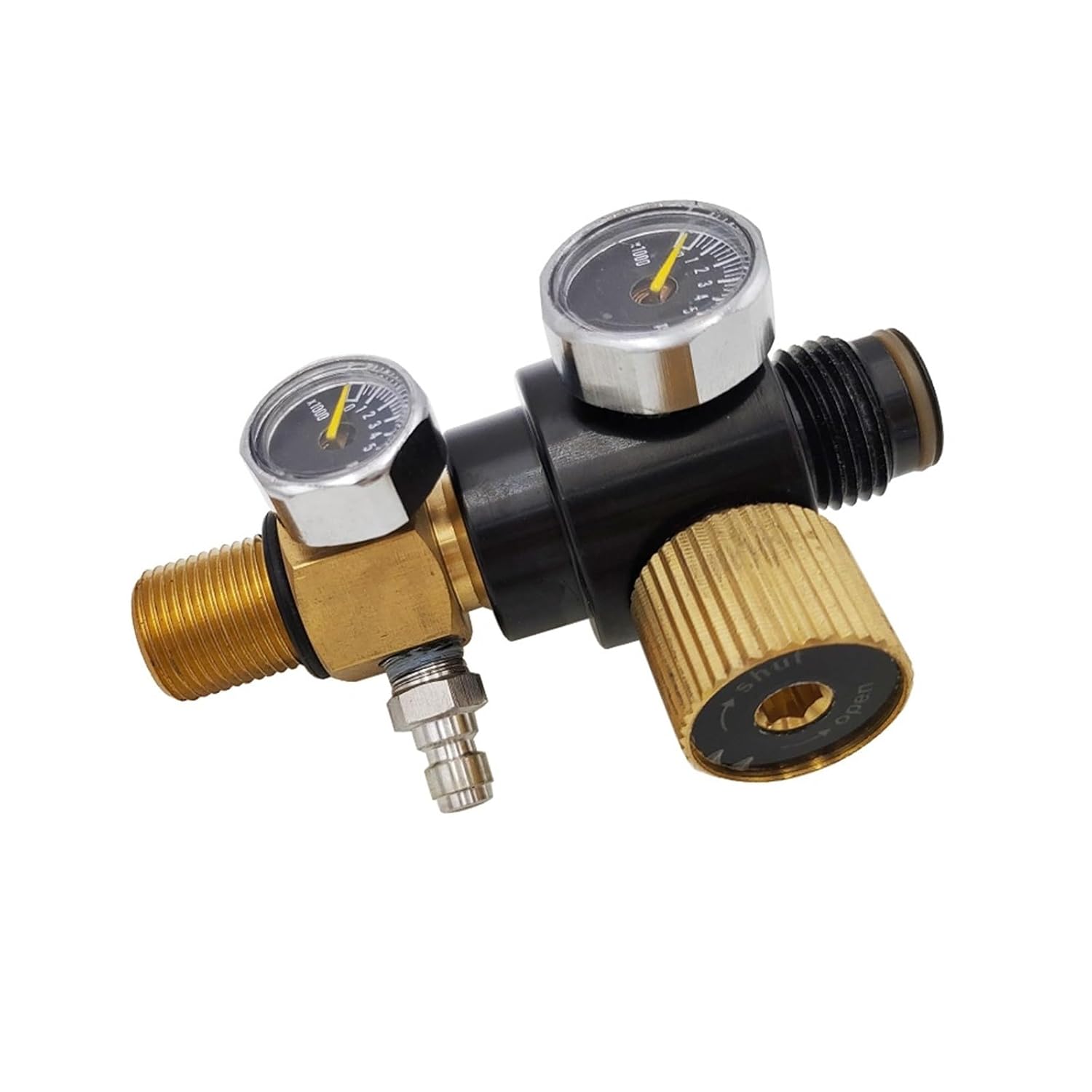Air Tank Bottle Regulator for M18x1.5,5/8-18UNF Pin Valve 200bar 3000psi,Pressure Gauge,8mm Refill Nipple,for Air Soft(5-8 Regulator Set)