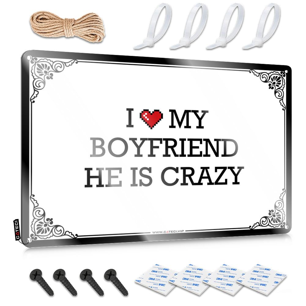 Decoration Unique Wall Decor | I Love My Boyfriend He Is Crazy Shabby Chic For Patio Bar Home(30X40CM)
