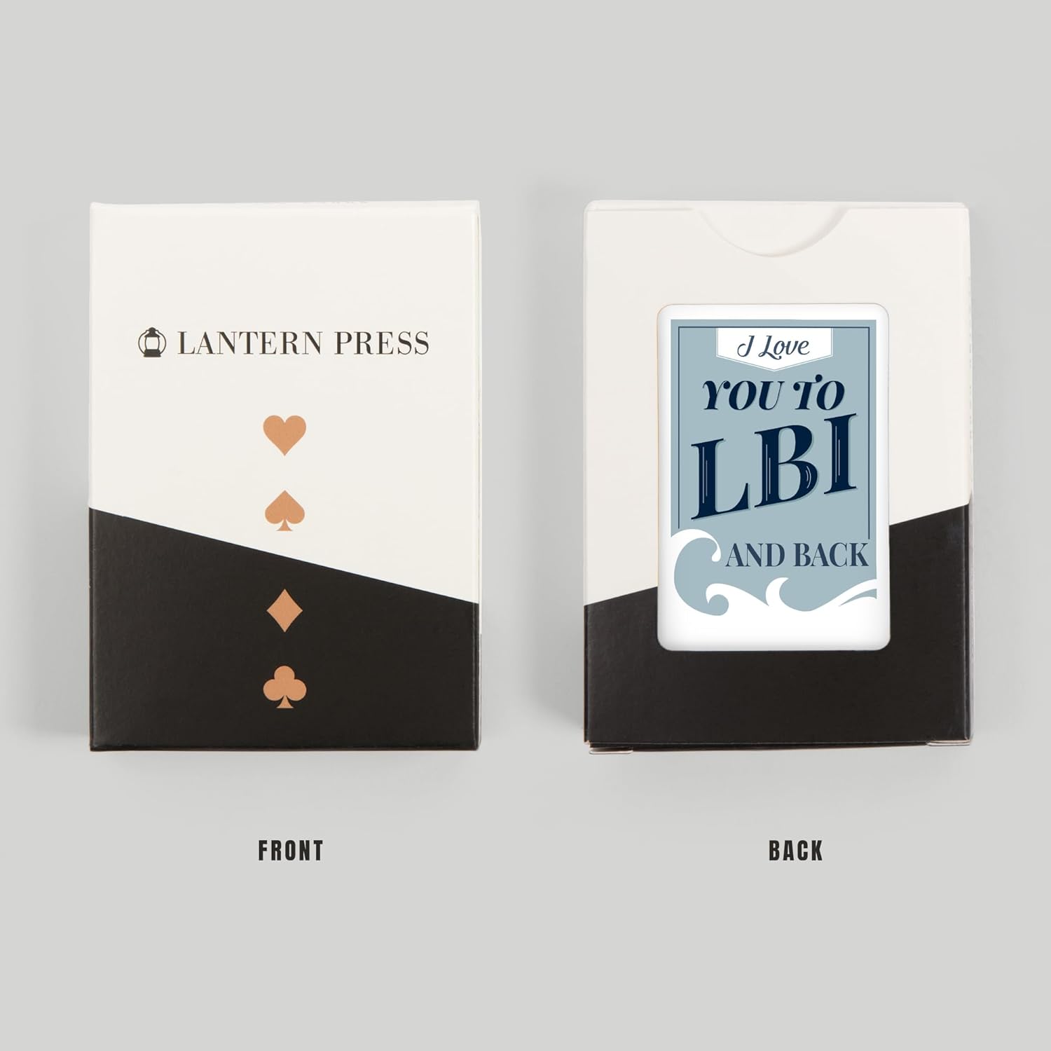 Lantern Press Love You to LBI and Back, Beach Sentiment, Light Blue, 52 Playing Cards for Adults, Poker Size Card Deck