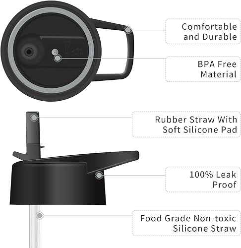 Miniatura 4 de STACEGEELE Botella de agua aislada al vacío con tapa de boquilla y rosca en la parte superior, termo de acero inoxidable para niños, a prueba de