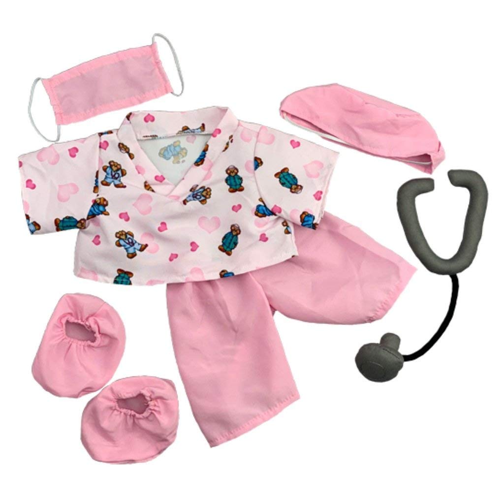 BYO-BFF Stuffed Animals Plush Toy Outfit – Pink Scrubs Outfit 8”