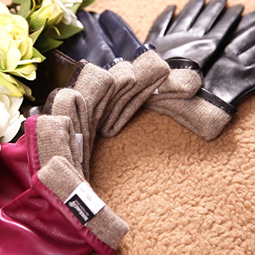 Warmen Women's Touchscreen Texting Driving Winter Warm Nappa Leather Gloves - 7.5 (US Standard size) - Grey (Touchscreen Function/Cashmere Lining) - Thumbnail 6
