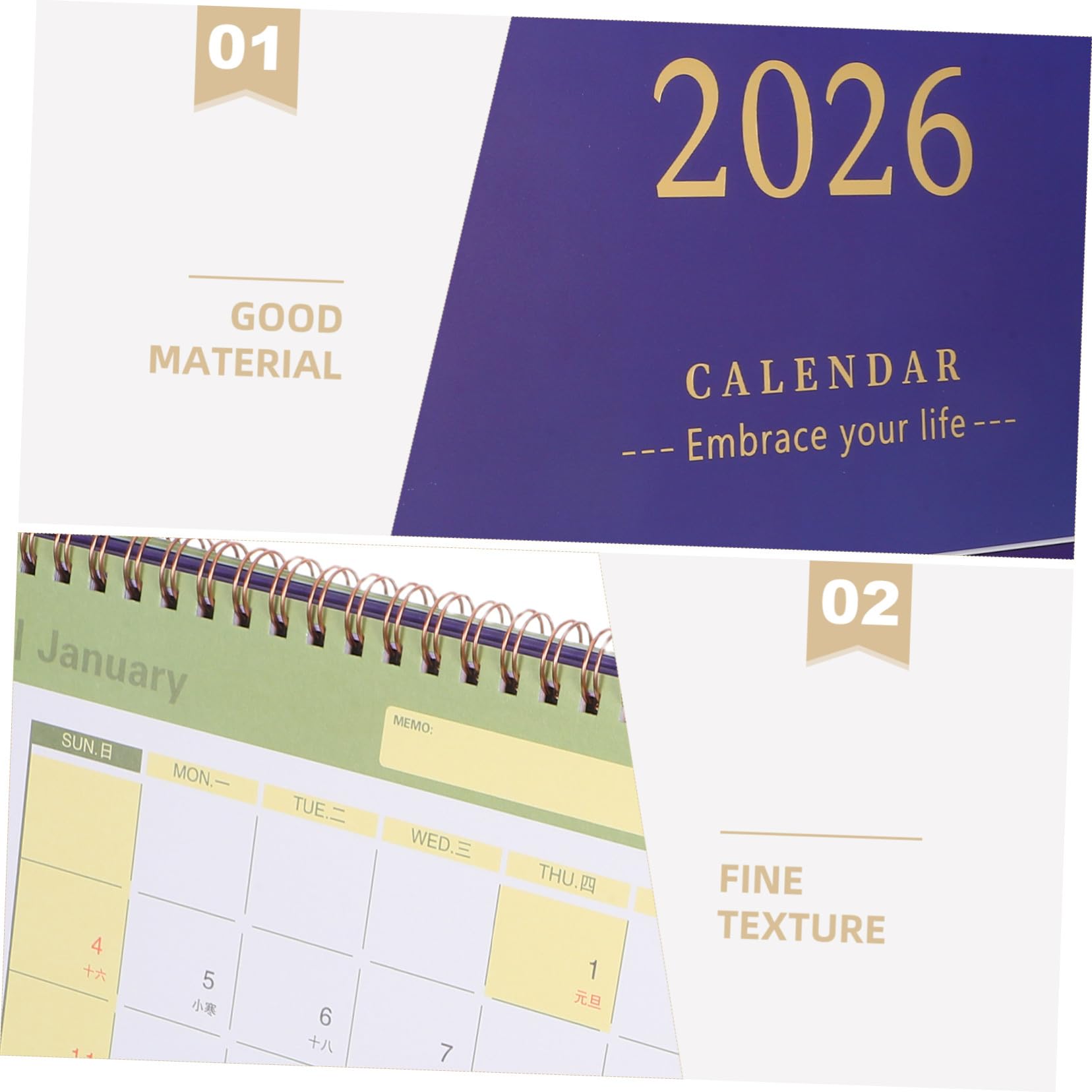 3 Pezzi Tavolo Flip Stand con Rilegatura Spirale Planner Mensile Minimalista per Organizzazione Giornaliera e Gestione Efficiente e Casa