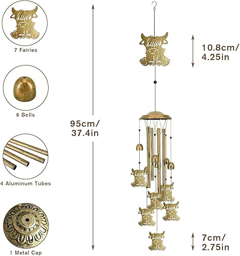 Miniatura 12 de Campanillas de viento únicas para exteriores – Campanillas de viento grandes de hadas para decoración al aire libre, hogar, césped, porche, patio,