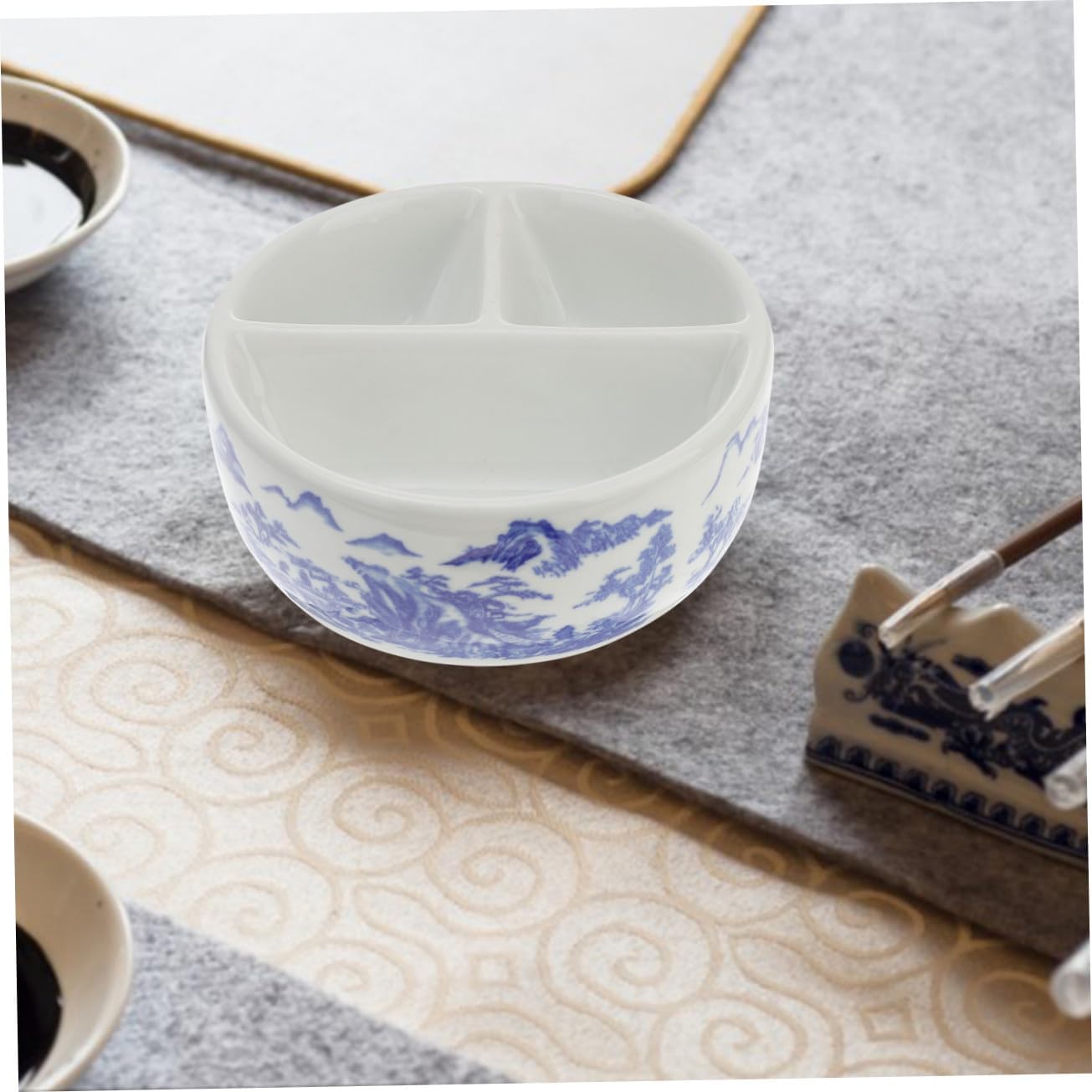 1pc Multifunctional Chinese Porcelain Paint Palette Ceramic Palette Paint Tray for Watercolor Painting