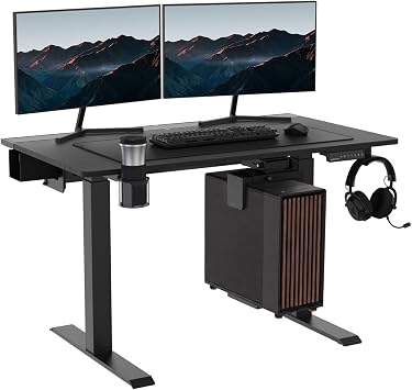 Dezctop Bifrost Pro Adjustable Standing Desk, 47 x 28 in, Black Ash