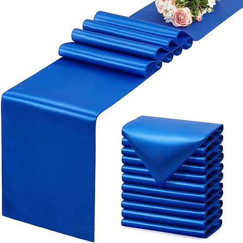 12 Pack Royal Blue Satin Table Runner 12x108 Inches Long,