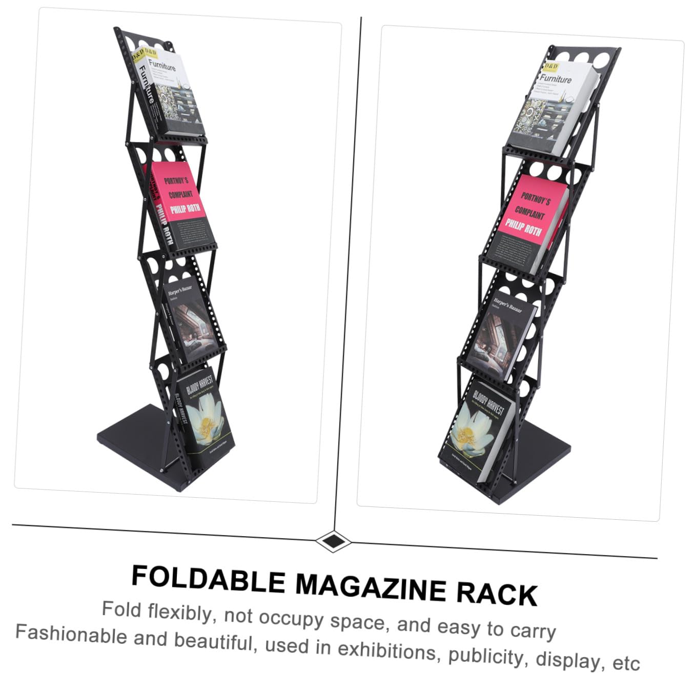 Cabilock Soporte Plegable para Folletos Expositor Vertical Multi Base Estable Organizador Portátil para Catálogos Revistas y Archivos para Ferias y Oficinas