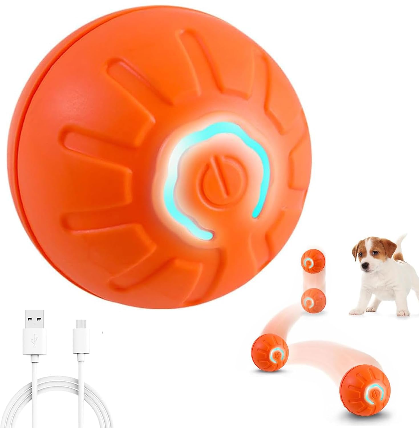 WEQNGIU Interactive Dog Toy Ball, Automatic Active Rolling Balls for Puppy/Small Medium Dogs, USB Rechargeable Self Moving Bouncing Jumping