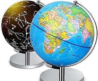 SudaTek 9 Inch Globe - 2 in 1 World Globe & Illuminated Constellation Map Educational Geographic Learning Toy
