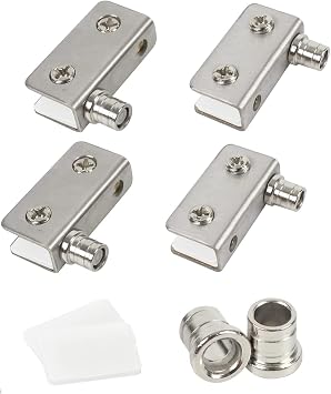 TamBee Glass Door Pivot Hinge Small Shower Door Pivot Hinge - Stainless Steel, Rust Resistant, for Swinging Doors, Medicine Cabinet, Fixing Cabinet Doors for 4-6mm Thick Glass 2 Pairs