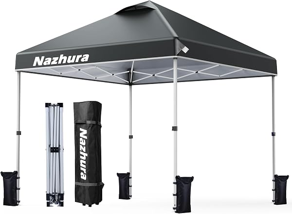 Nazhura 10' X 10' Pop Up Canopy Tent with Sand Weight Bag, Freestanding Sun…