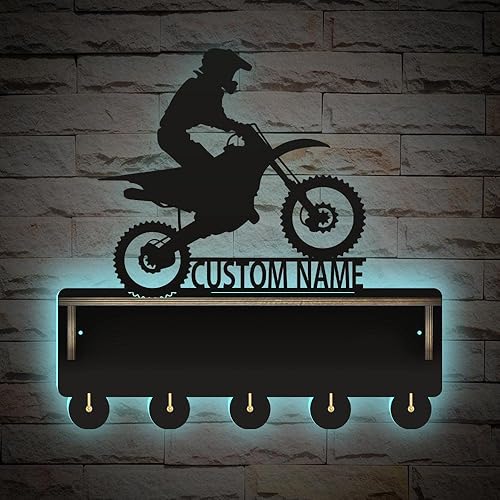 The Geeky Days Llavero de madera para motocross Brap Off Road con texto personalizado para pared, luz nocturna que brilla en la oscuridad, para