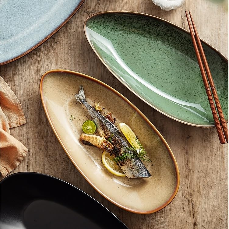 Piatti Cena Piatto di pesce in ceramica Piatto di pesce al vapore for uso domestico Piatto di cibo giapponese Stoviglie for ristoranti Forniture Per Feste(A)