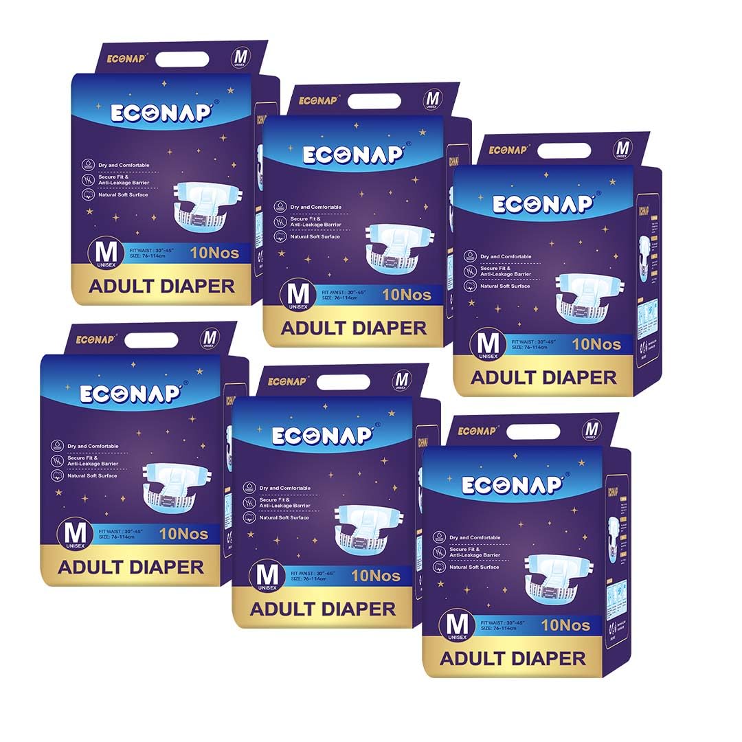 Economy Adult Diaper | Tape style Diaper for Men & Women with Leak proof - Anti - Bacterial | Size-M (60 Counts) | Waist Size 76-114 cms (30-45 Inch)-image-37