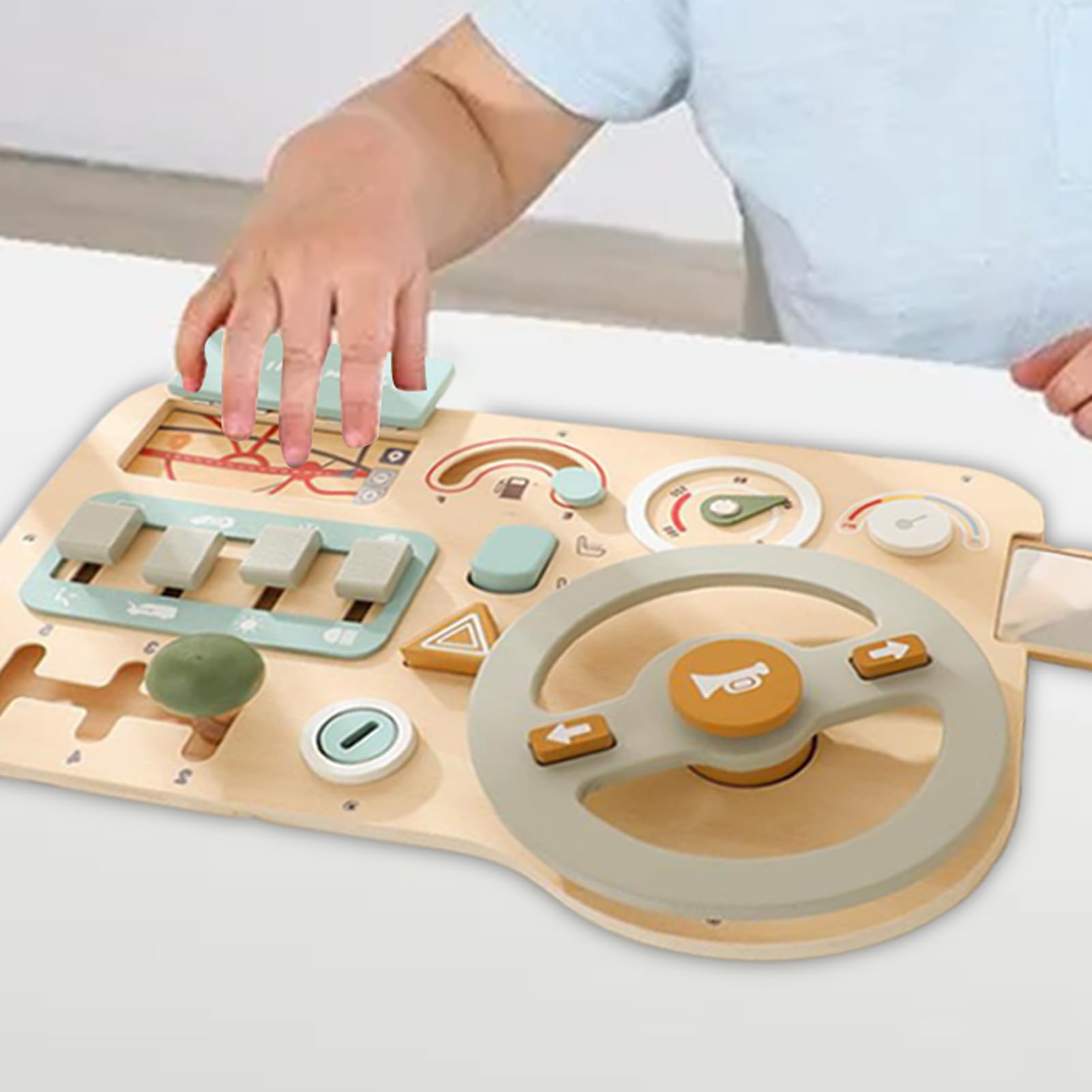 Juguete de conducción - interactivo sensorial para aprender a conducir - Tabla de actividades simulador de conducción, para niñas niños en casa aula sala de juegos guardería viaje anniver
