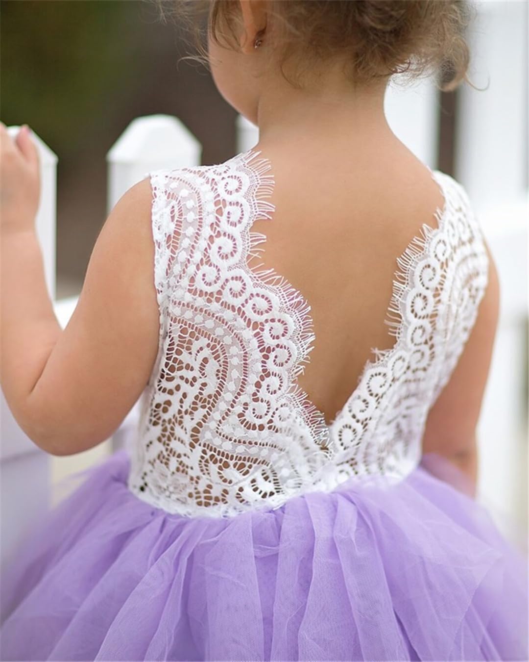 Topmaker Mädchen Backless A-Line Spitze zurück Kleid Flower 6-12months