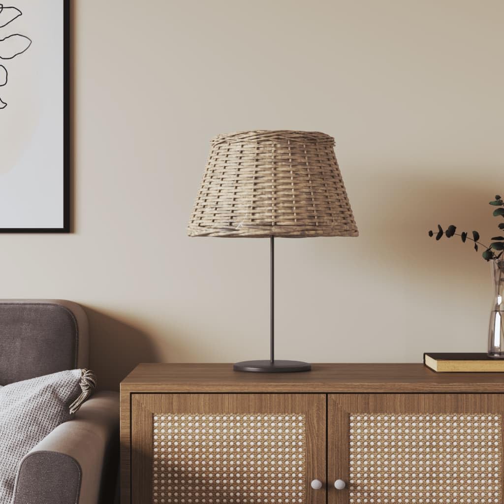 Paralume in vimini, diametro 50 x 30 cm, rotondo, per lampada da soffitto e lampada da tavolo, attacco E27, stile rustico boho, marrone