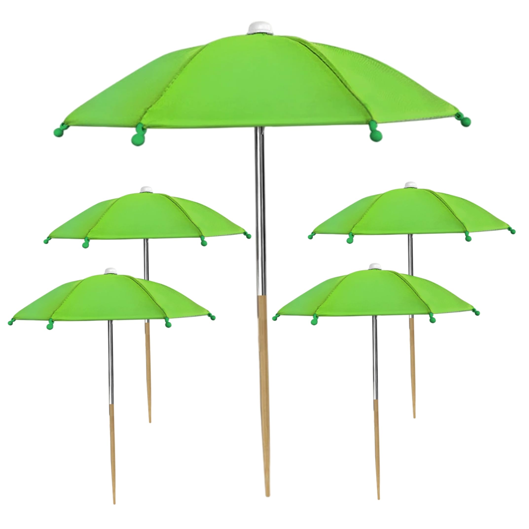 AwnsIMfreien Plant Umbrellas for Outdoor Plants, 5PCS Thickened Plant Shade Umbrella Sun Protection Mini Shade with Steel Frame & Bamboo Stake, Green, Umbrella