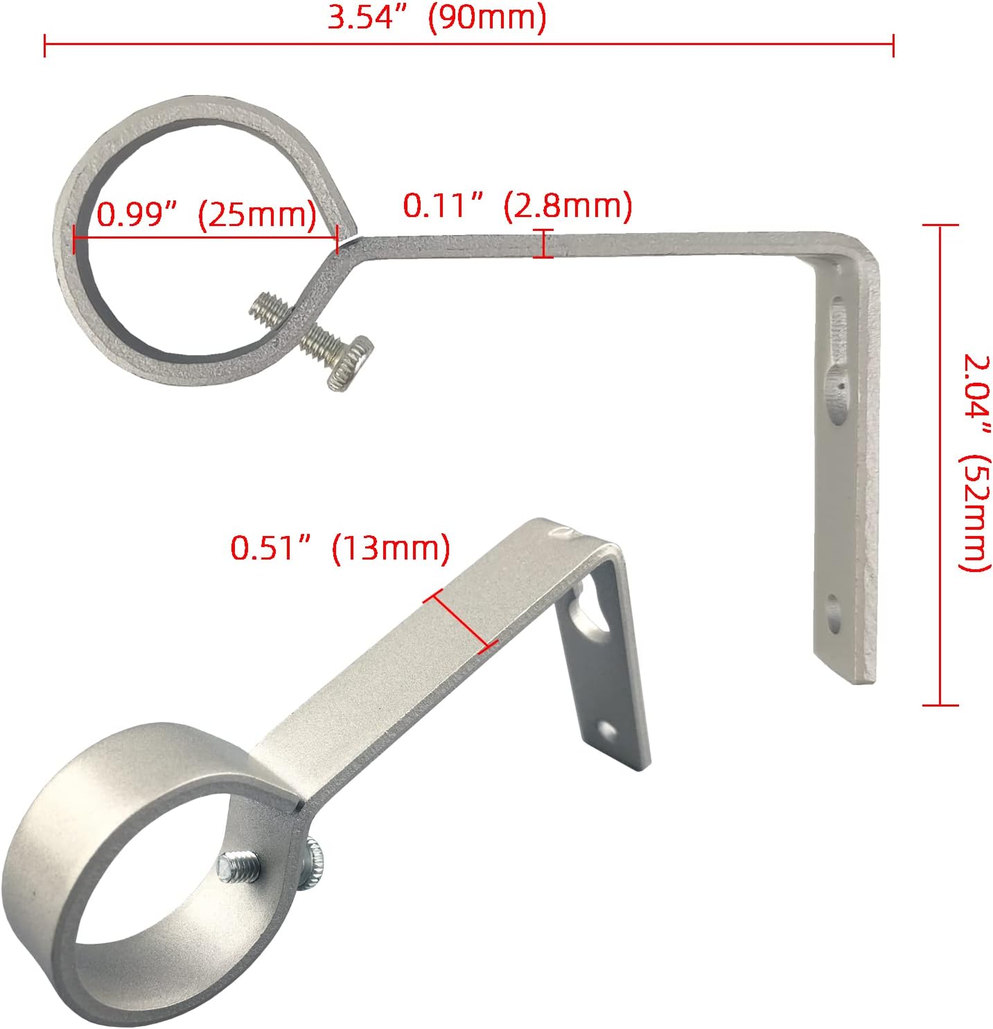 Ceiling Curtain Rod Bracket, 27 Pcs Ceiling Mounted Curtain Rod Brackets for 7/8 Inch Curtain Rod Holder, Heavy Duty Ceiling Bracke for Wall, Silver