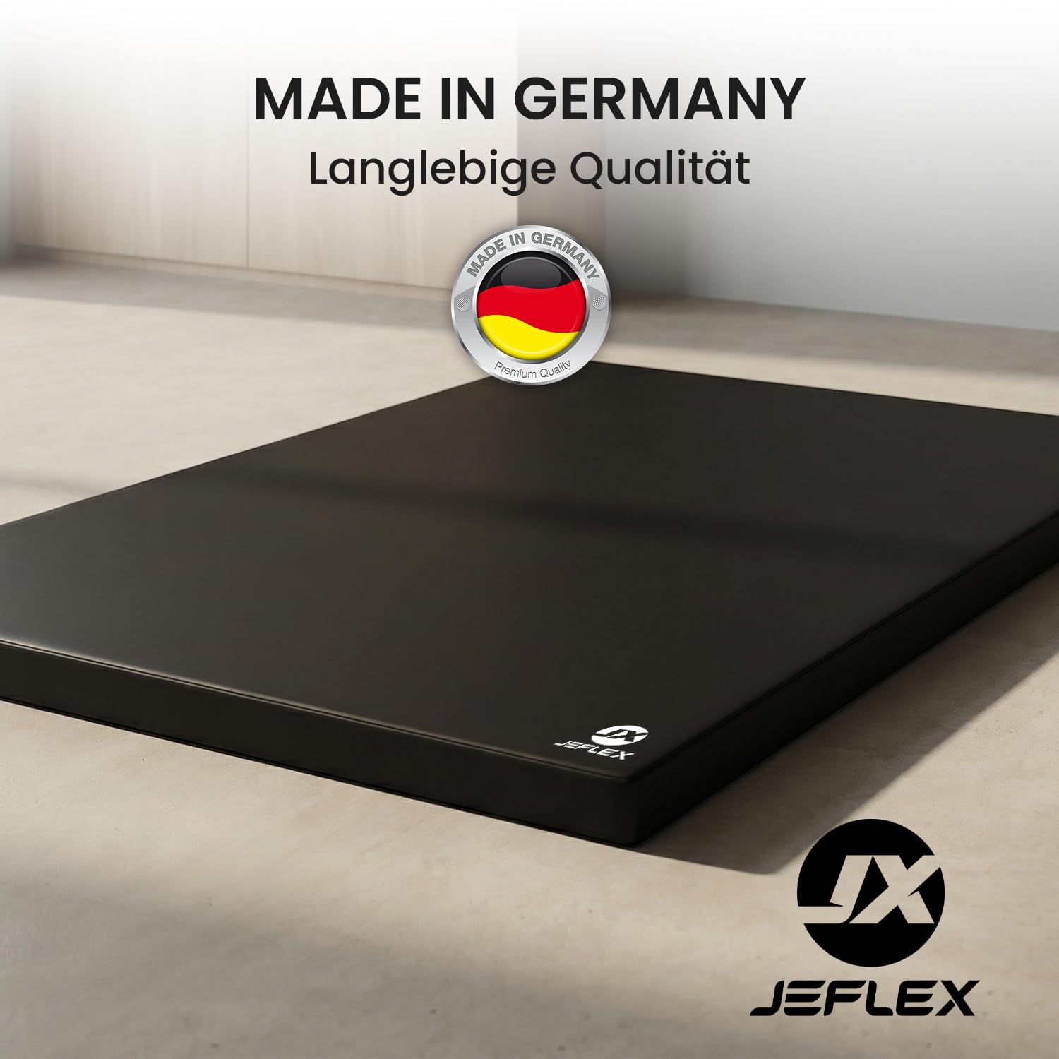 Jeflex - Colchoneta Gimnasia 150 x 100 x 8 cm fabricada en Alemania / Esterilla de gimnasia / Colchoneta multifuncional y esterilla de yoga / Esterilla de juego para habitación de los niños