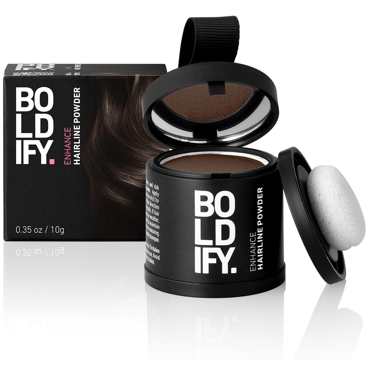 BOLDIFY Hairline Powder (LARGE, 10g) - Root Touch Up Hair Color for Gray Coverage - Bald Spot Concealing Hair Powder for Women and Men - 48-Hour Stain-Proof - Medium Brown