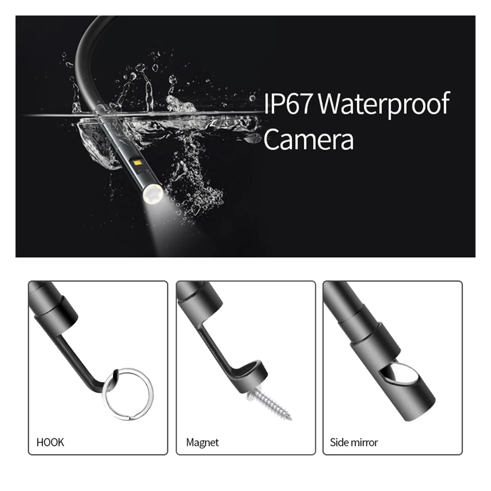 Przemysłowa kamera endoskopowa, ekran kanalizacyjny 4,3 cala, kamera inspekcyjna do rur 8 mm 1080 P do naprawy samochodu IP67 wodoodporna 8 diod LED Widok szerokokątny