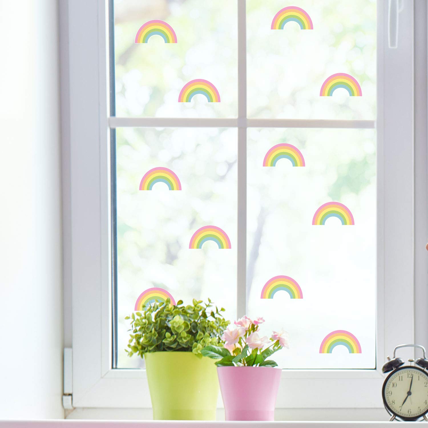 Stickerscape Pastel Rainbow Window Stickers | Or Bright Colour Option | Repositionable, Reuseable And Cleanly Removable | Easy To Apply (Pastel)