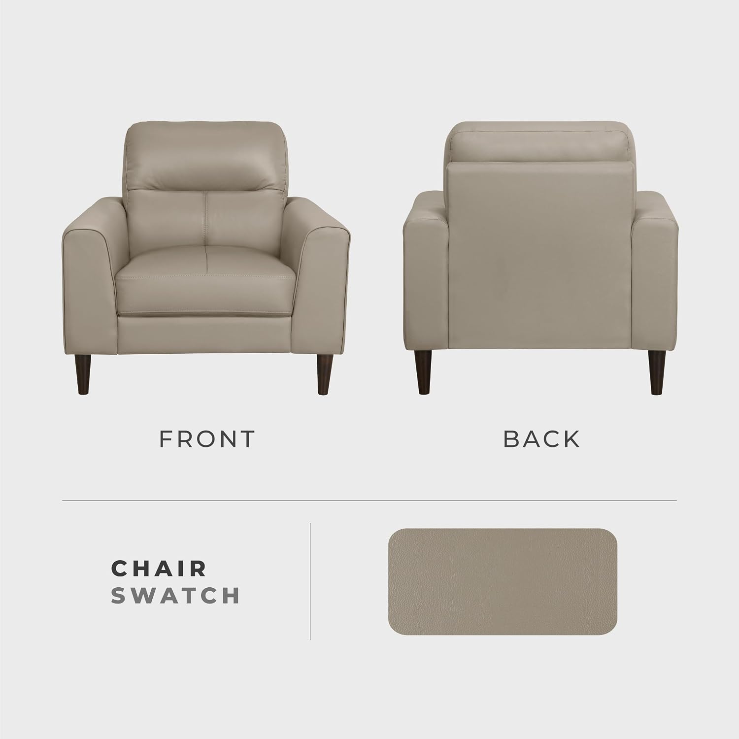 Lexicon Leather Match Accent Chair, Modern Sofa Armchair, Oversized Seat, Solid Wood Legs,Top Grain Leather Lounge Chair for Living Room, Bedroom, Office, Apartment, Waiting Room, Latte