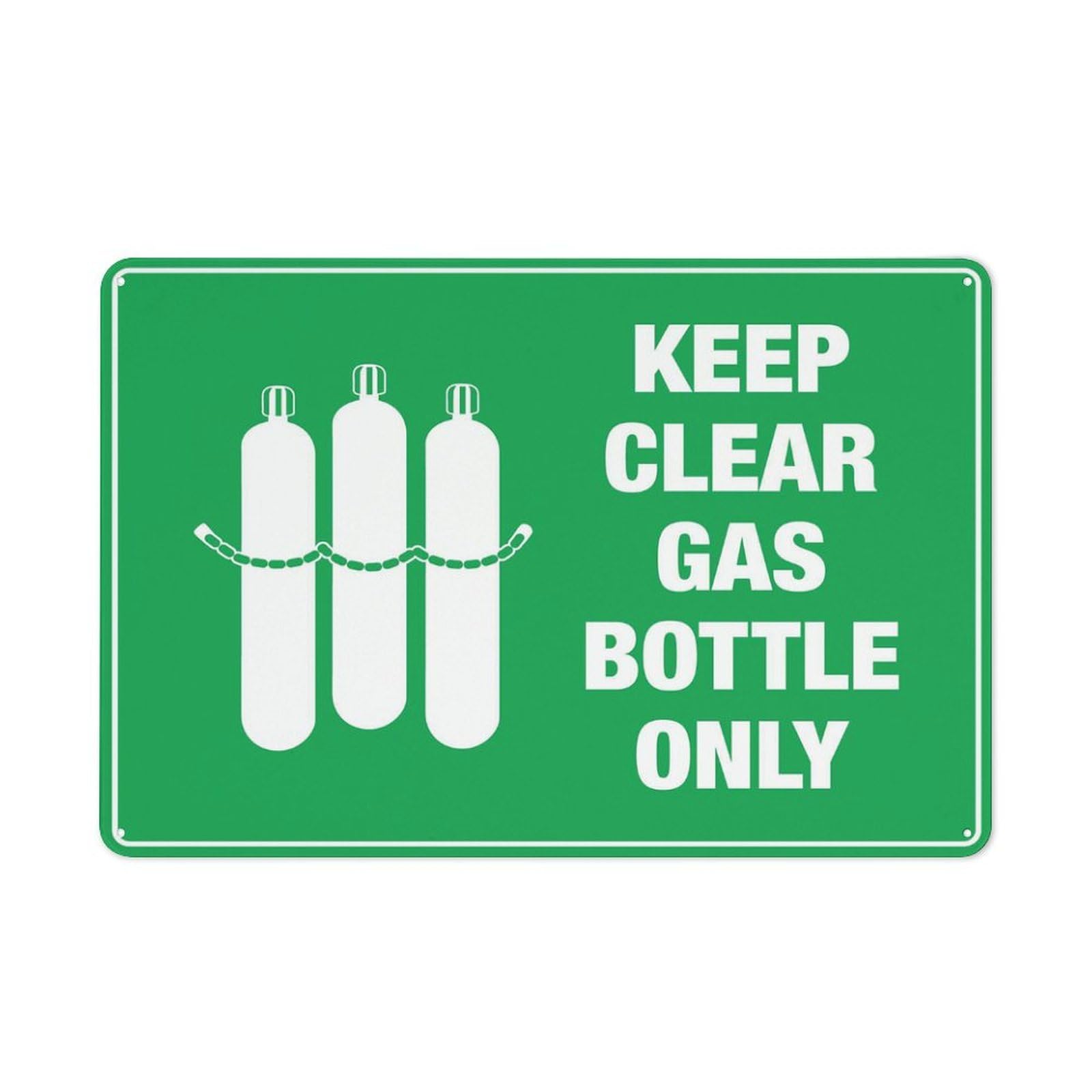 Keep Clear Gas Bottle Only Sign For Business 8""X12"" Rust Free Aluminum Uv Printed,4 Pre-Drilled Holes.Durable/Weatherproof