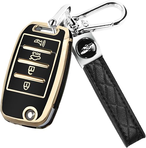 Funda para llavero Kia Flip, TPU suave de 4 botones, para Sorento Sportage Rio Soul Forte Optima Carens Picanto sin llave, llavero plegable, color